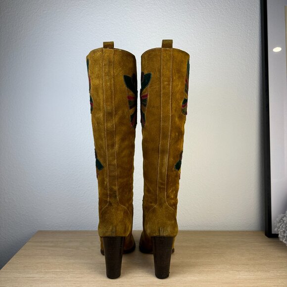 Rare FW 2002 Dolce & Gabbana Suede Butterfly Knee High Boots - Picture 5 of 9